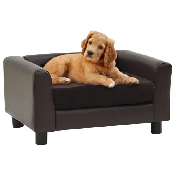 ARDEBO.de - Hundesofa Braun 60x43x30 cm Plüsch und Kunstleder   