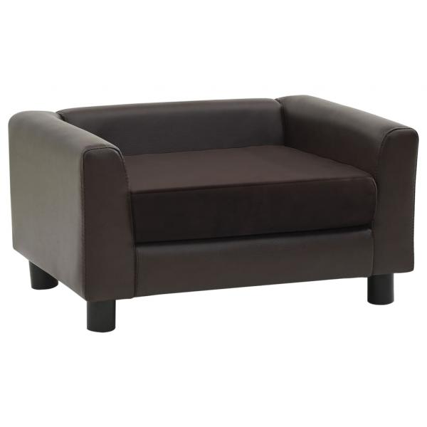 Hundesofa Braun 60x43x30 cm Plüsch und Kunstleder   