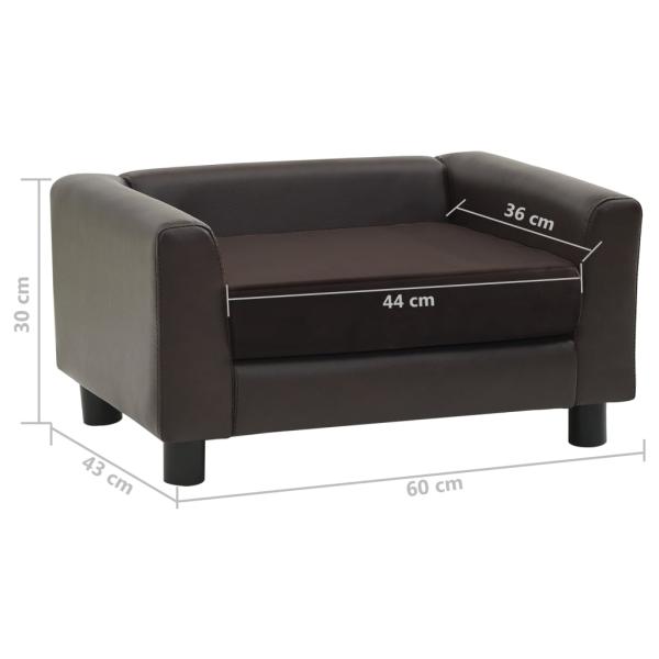 Hundesofa Braun 60x43x30 cm Plüsch und Kunstleder   