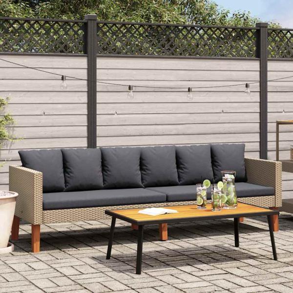 ARDEBO.de - 3-Sitzer-Gartensofa mit Auflagen Poly Rattan Beige