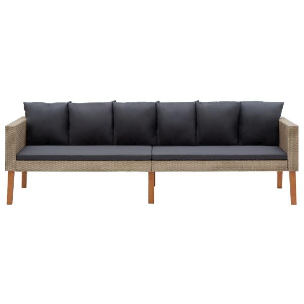 3-Sitzer-Gartensofa mit Auflagen Poly Rattan Beige