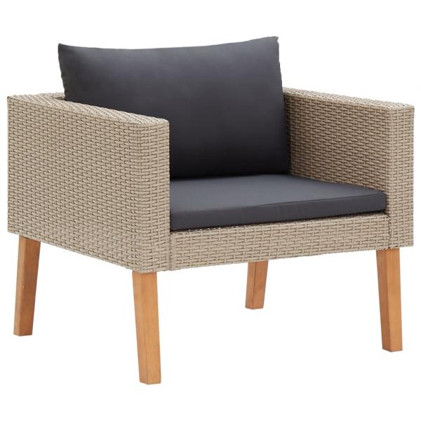 ARDEBO.de - 1-Sitzer-Gartensofa mit Auflagen Poly Rattan Beige