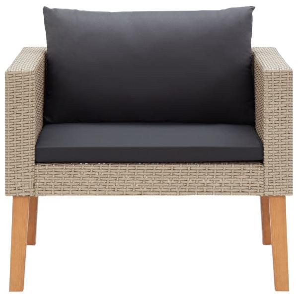 1-Sitzer-Gartensofa mit Auflagen Poly Rattan Beige