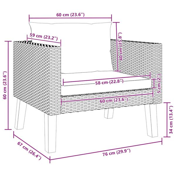 1-Sitzer-Gartensofa mit Auflagen Poly Rattan Beige