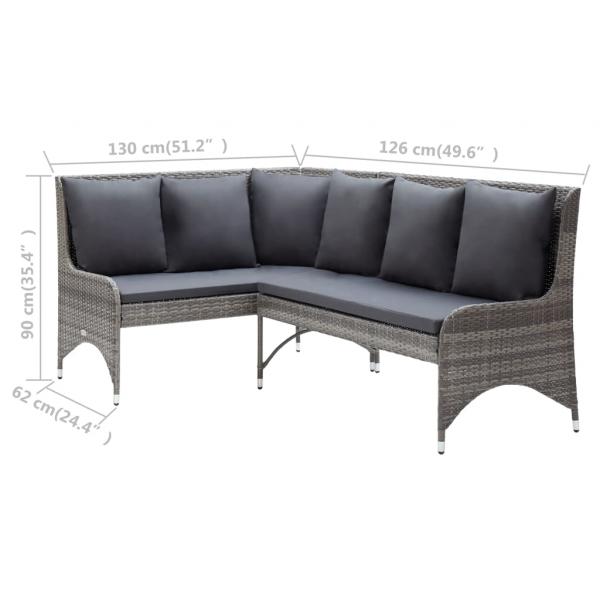 Garten-Ecksofas 2 Stk. Poly Rattan Grau