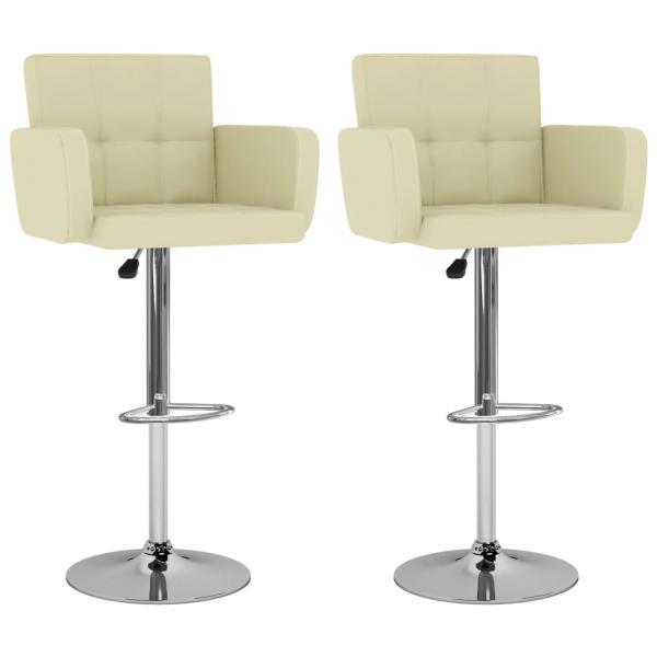 ARDEBO.de - Barhocker 2 Stk. Creme Kunstleder