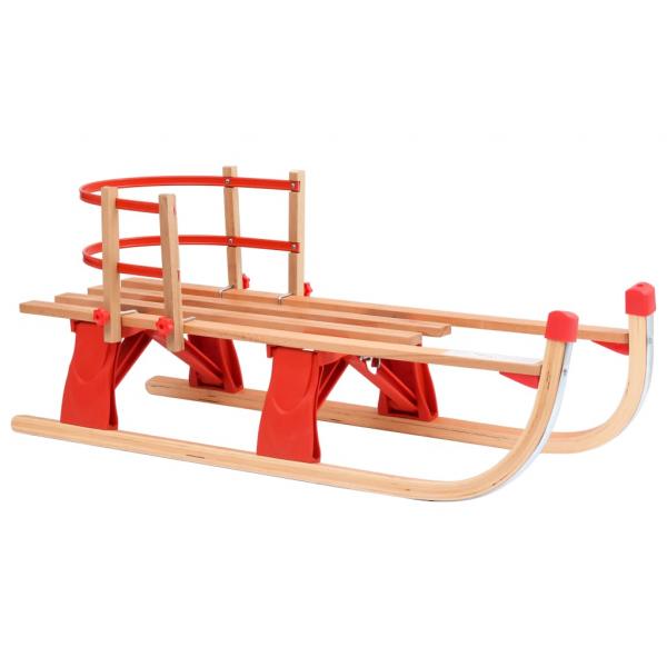 ARDEBO.de -  Klappschlitten mit Rückenlehne 119 cm Holz  