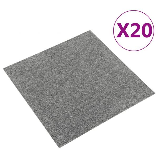 ARDEBO.de - Teppichfliesen 20 Stk. 5 m² 50x50 cm Grau