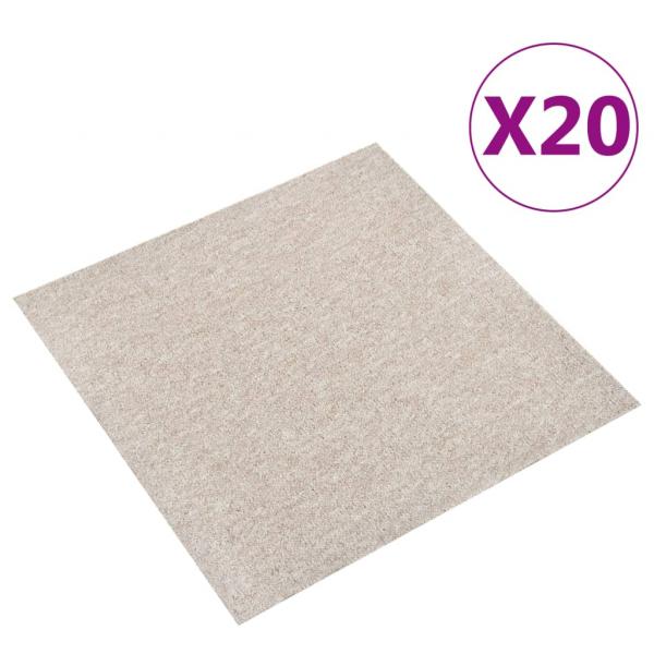 ARDEBO.de - Teppichfliesen 20 Stk. 5 m² 50x50 cm Hellbeige