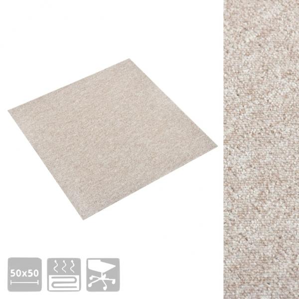 Teppichfliesen 20 Stk. 5 m² 50x50 cm Hellbeige