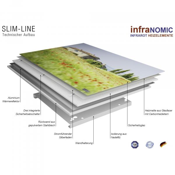 infraNOMIC Slim-Line Spiegel rahmenlos, 900W, 1400x600 mm (GHE-S-SL-146)