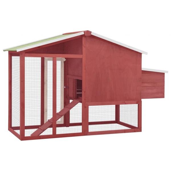 Hühnerstall mit Legekasten Rot und Weiß Tanne Massivholz 