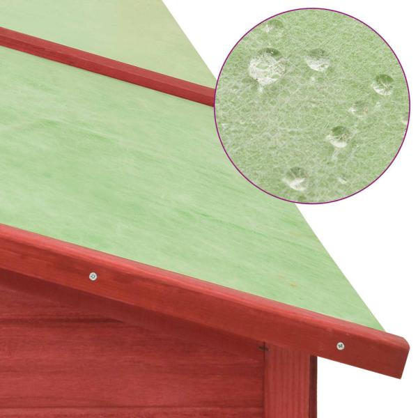 Kaninchenstall mit Freilauf Rot und Weiß Tanne Massivholz  