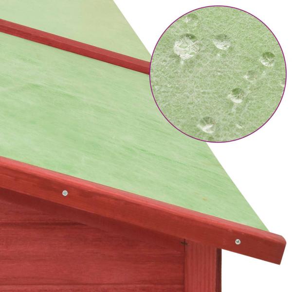 Kaninchenstall mit Freilauf Rot und Weiß Tanne Massivholz  