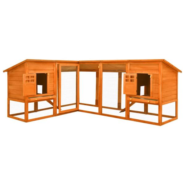 Kaninchenstall mit Freilauf Braun Tanne Massivholz  