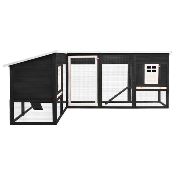 Kaninchenstall mit Freilauf Grau und Weiß Tanne Massivholz  