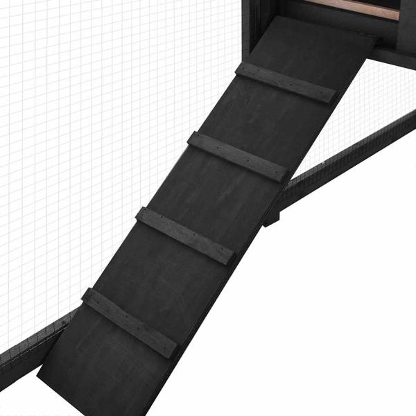 Kaninchenstall mit Freilauf Grau und Weiß Tanne Massivholz  