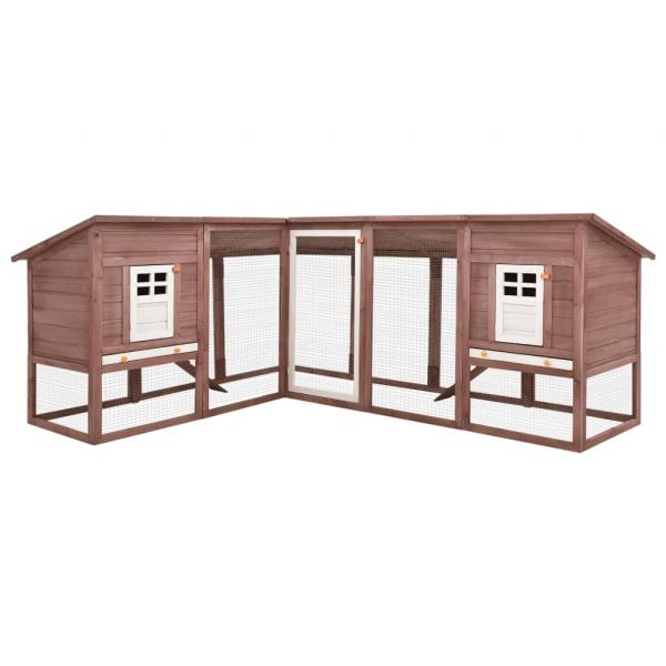 Kaninchenstall mit Freilauf Mocca und Weiß Tanne Massivholz  