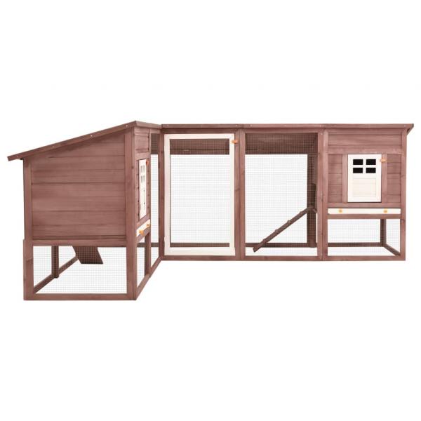 Kaninchenstall mit Freilauf Mocca und Weiß Tanne Massivholz  