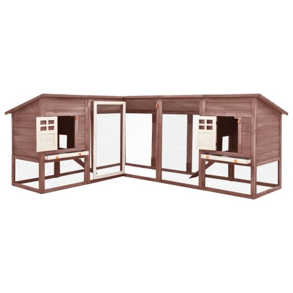 Kaninchenstall mit Freilauf Mocca und Weiß Tanne Massivholz  