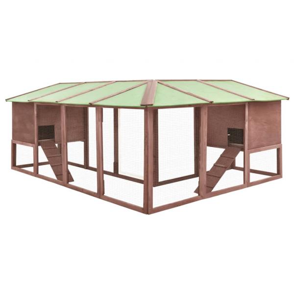 Kaninchenstall mit Freilauf Mocca und Weiß Tanne Massivholz  