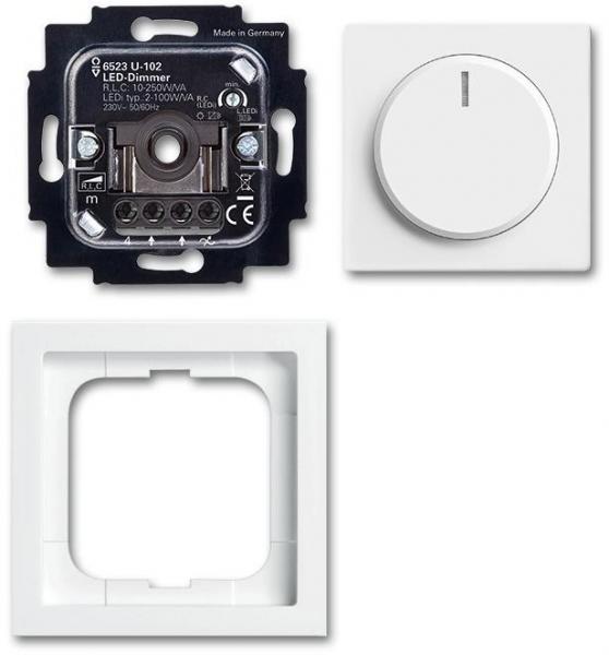 ARDEBO.de Busch-Jaeger 6523 UJ-84-102 Drehdimmer LED Komplettset, future linear, studioweiß glänzend (2CKA006512A0350)