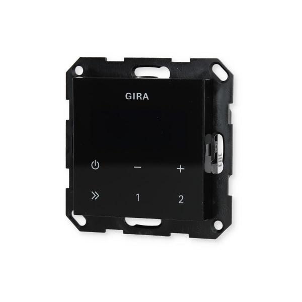 Gira 228005 Unterputz-Radio RDS mit einem Lautsprecher Bedienaufsatz in Schwarzglasoptik System 55, Schwarzglasopti