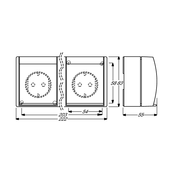 Busch-Jaeger 2300/3 EW-53 SCHUKO Steckdose, Ocean IP44, 3-fach, grau/blaugrün (2CKA002084A0698)
