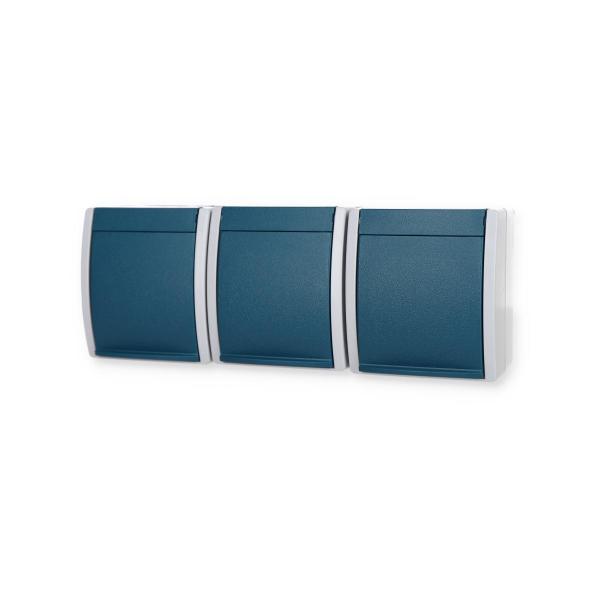 Busch-Jaeger 2300/3 EW-53 SCHUKO Steckdose, Ocean IP44, 3-fach, grau/blaugrün (2CKA002084A0698)