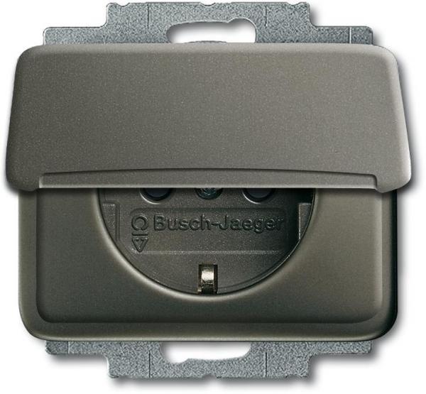 ARDEBO.de Busch-Jaeger 20 EUK-20 SCHUKO® Steckdosen-Einsatz mit Klappdeckel, Busch alpha, Platin