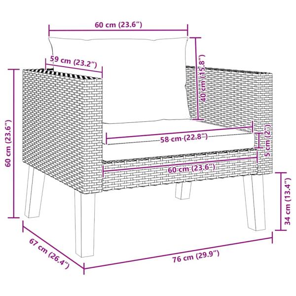 1-Sitzer-Gartensofa mit Auflagen Poly Rattan Schwarz