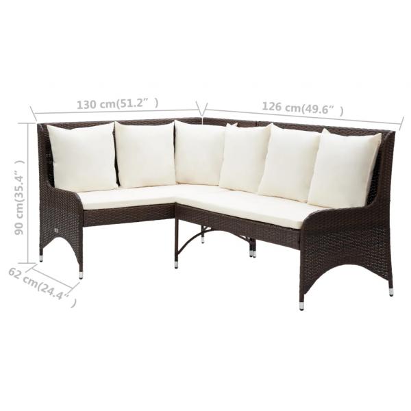 Garten-Ecksofa 2-tlg. Poly Rattan Braun