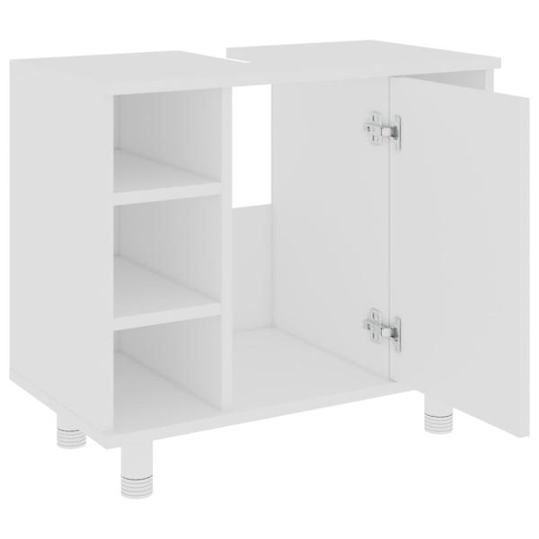 4-tlg. Badmöbel-Set Weiß Holzwerkstoff