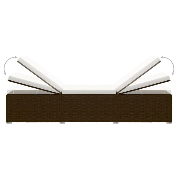 3-tlg. Garten-Sonnenliegen mit Teetisch Poly Rattan Braun