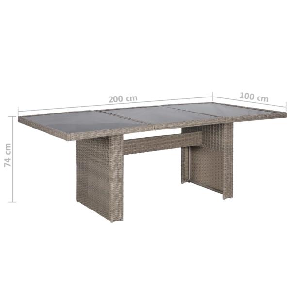9-tlg. Garten-Essgruppe Poly Rattan Braun  
