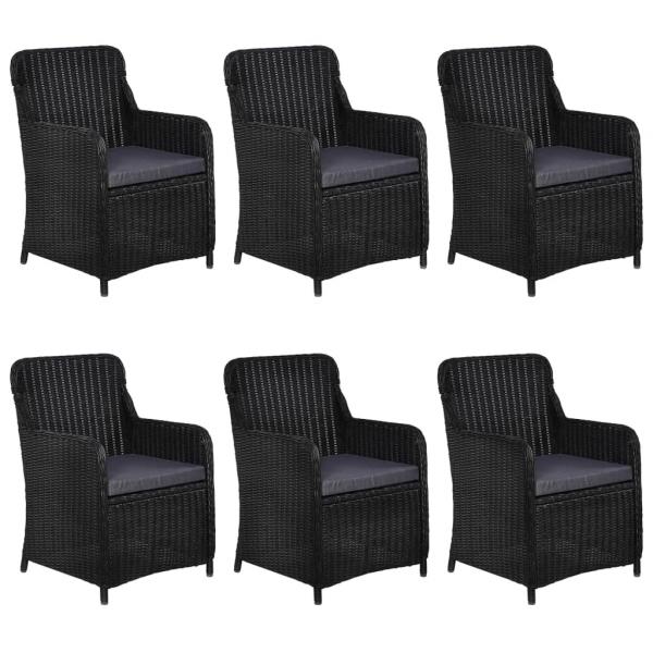 7-tlg. Garten-Essgruppe Poly Rattan Schwarz  