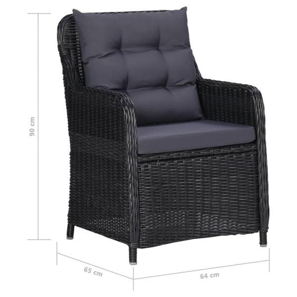 11-tlg. Garten-Essgruppe Poly Rattan Schwarz