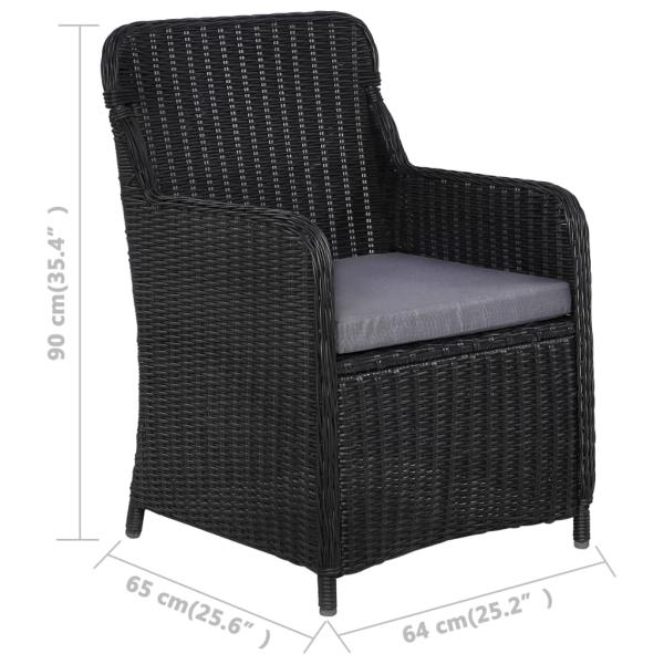 7-tlg. Garten-Essgruppe Poly Rattan Schwarz