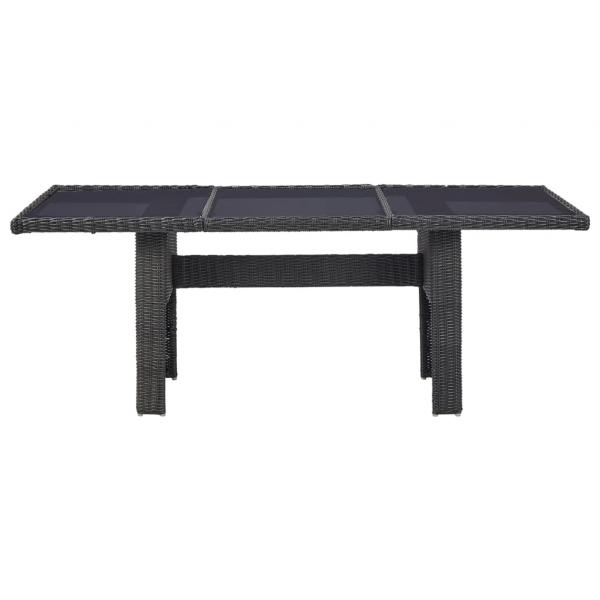 7-tlg. Garten-Essgruppe Poly Rattan Schwarz