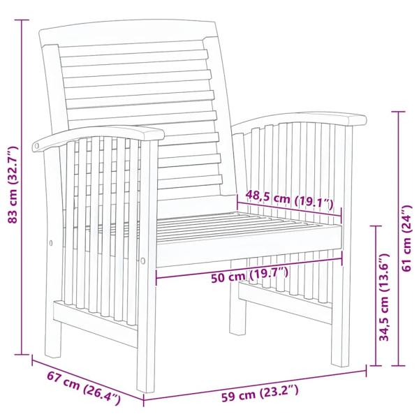 Gartenstühle 2 Stk. Massivholz Akazie