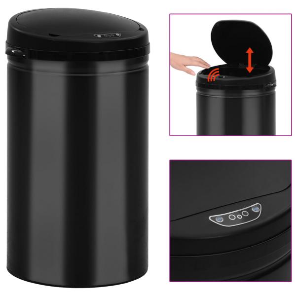 ARDEBO.de - Automatischer Sensor-Mülleimer 40 L Kohlenstoffstahl Schwarz