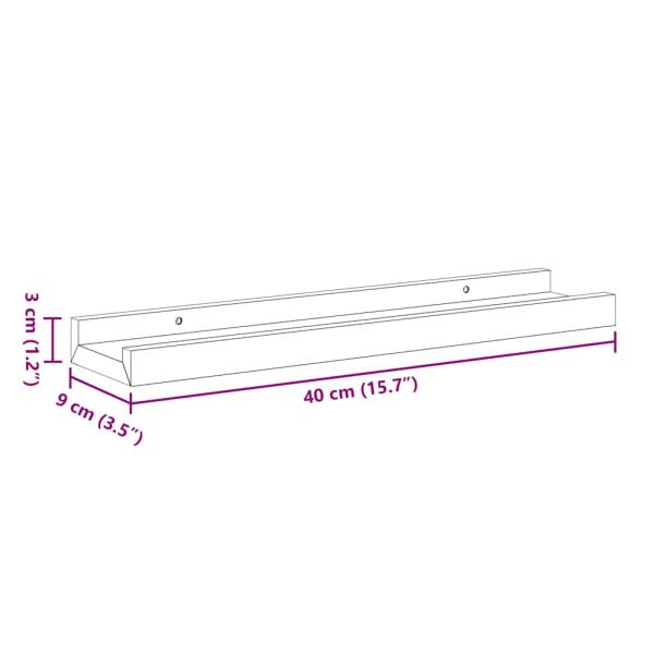 Bilderleisten 2 Stk. Grau 40x9x3 cm MDF