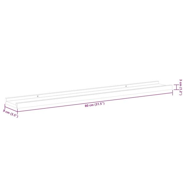 Bilderleisten 2 Stk. Grau 80x9x3 cm MDF