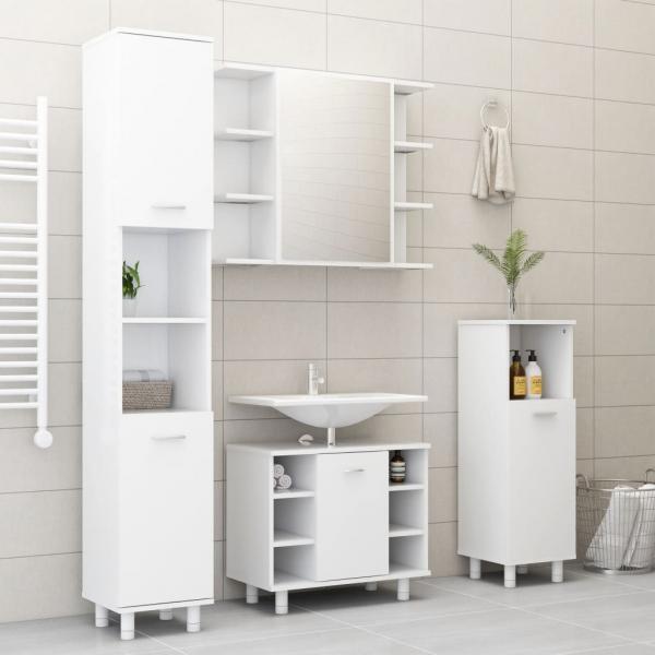 Badezimmerschrank Weiß 30x30x95 cm Holzwerkstoff