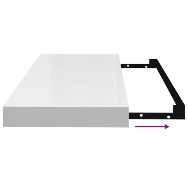 Schweberegale 4 Stk. Hochglanz-Weiß 60x23,5x3,8 cm MDF