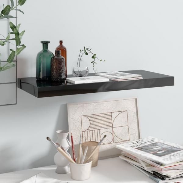 ARDEBO.de - Schweberegal Hochglanz-Schwarz 60x23,5x3,8 cm MDF