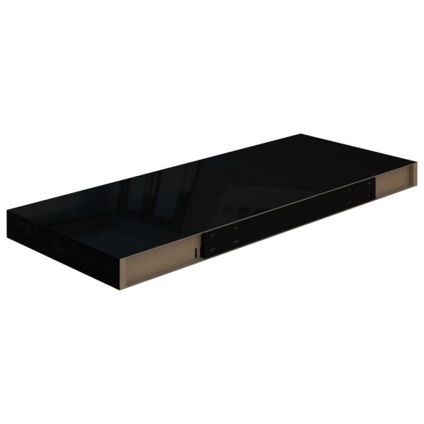 Schweberegale 2 Stk. Hochglanz-Schwarz 60x23,5x3,8 cm MDF