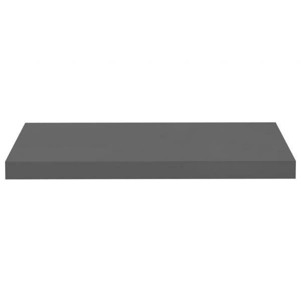 Schweberegale 2 Stk. Hochglanz-Grau 60x23,5x3,8 cm MDF