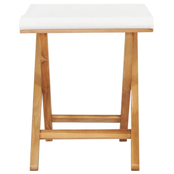 Klappstühle 2 Stk. Teak Massivholz und Stoff Cremeweiß