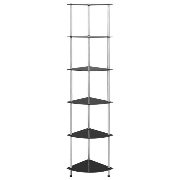 Regal mit 6 Ablagen Schwarz 30x30x160 cm Hartglas